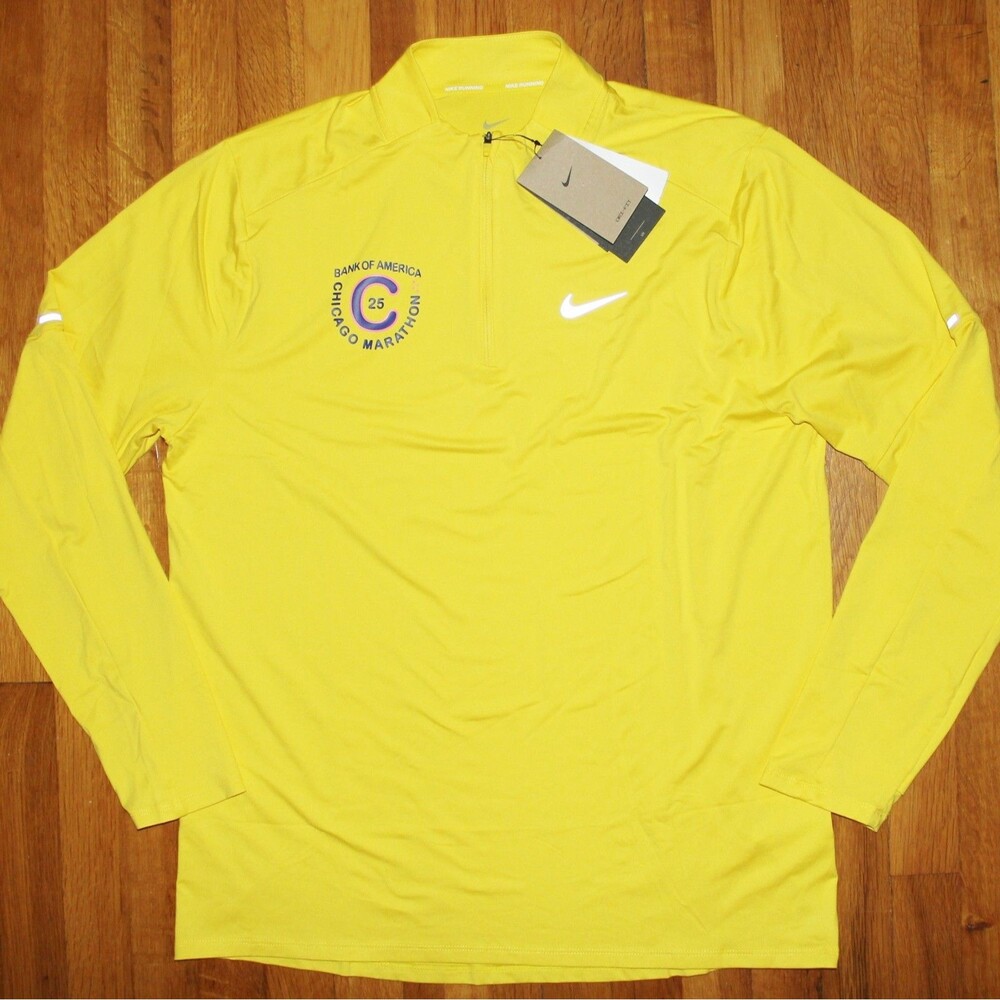 Nike Element 2025 Chicago Marathon 1/4 Zip Running Top Mens L Yellow